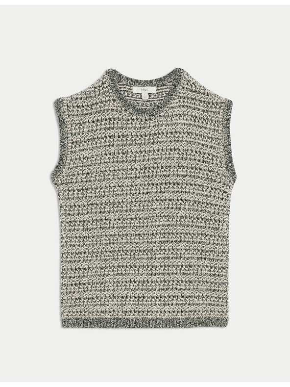 Marks & Spencer Marks & Spencer fekete, keskeny szabású kötött mellény nyakba simuló kivágással, pamuttal