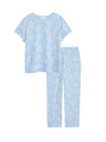 Marks & Spencer Marks & Spencer kék, levélmintás pizsama szett magas pamuttartalommal