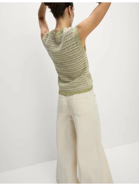 Marks & Spencer Marks & Spencer zöld, keskeny szabású kötött mellény nyakba simuló kivágással, pamuttal