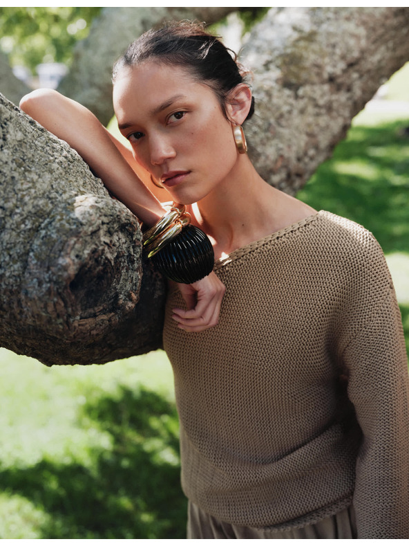 Marks & Spencer Marks & Spencer barna egy vállas, szűk szabású kötött felső