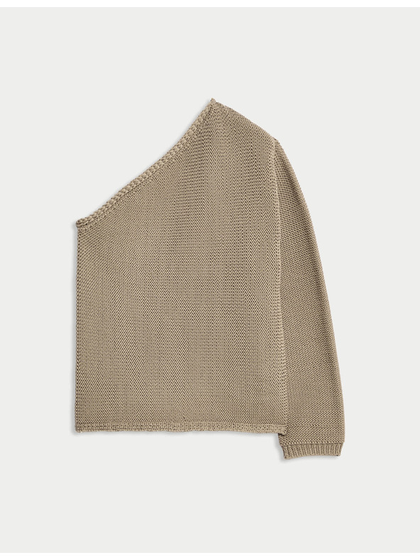 Marks & Spencer Marks & Spencer barna egy vállas, szűk szabású kötött felső