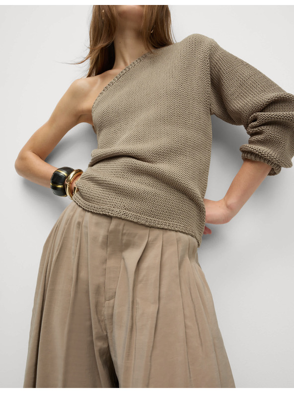 Marks & Spencer Marks & Spencer barna egy vállas, szűk szabású kötött felső