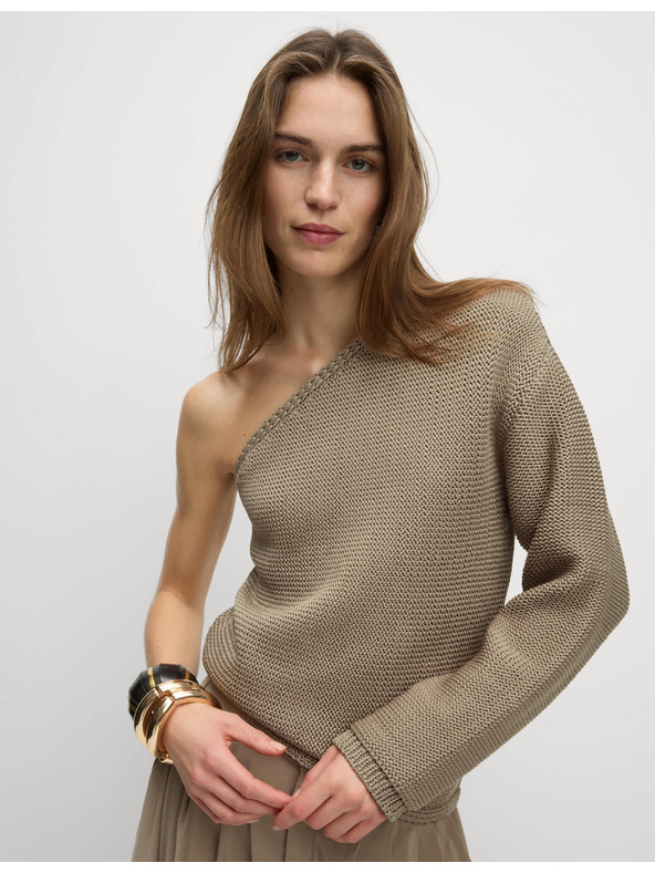 Marks & Spencer Marks & Spencer barna egy vállas, szűk szabású kötött felső