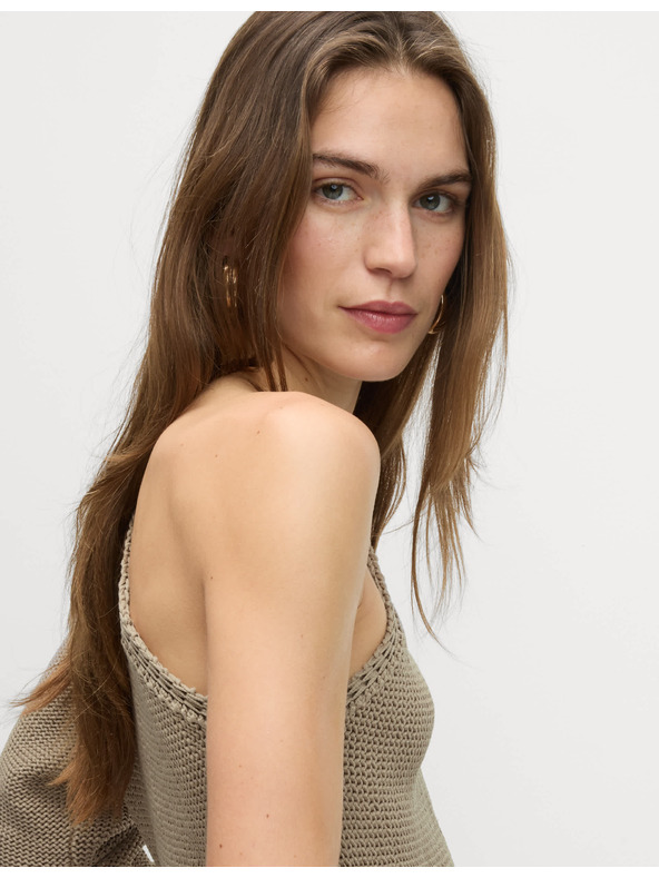 Marks & Spencer Marks & Spencer barna egy vállas, szűk szabású kötött felső