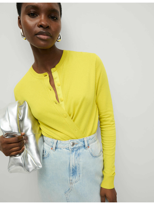 Marks & Spencer Marks & Spencer sárga kardigán kerek nyakkivágással és elöl gombokkal