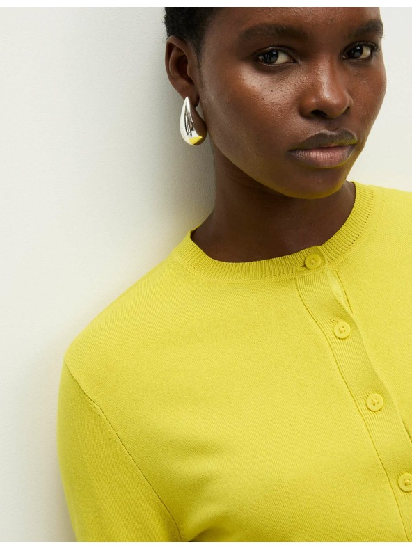 Marks & Spencer Marks & Spencer sárga kardigán kerek nyakkivágással és elöl gombokkal