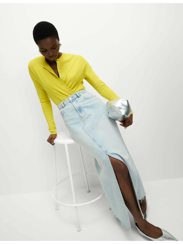 Marks & Spencer Marks & Spencer sárga kardigán kerek nyakkivágással és elöl gombokkal