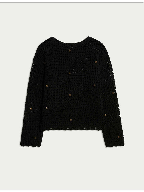 Marks & Spencer Marks & Spencer fekete rövid pulóver pamut keverékkel, laza szabású