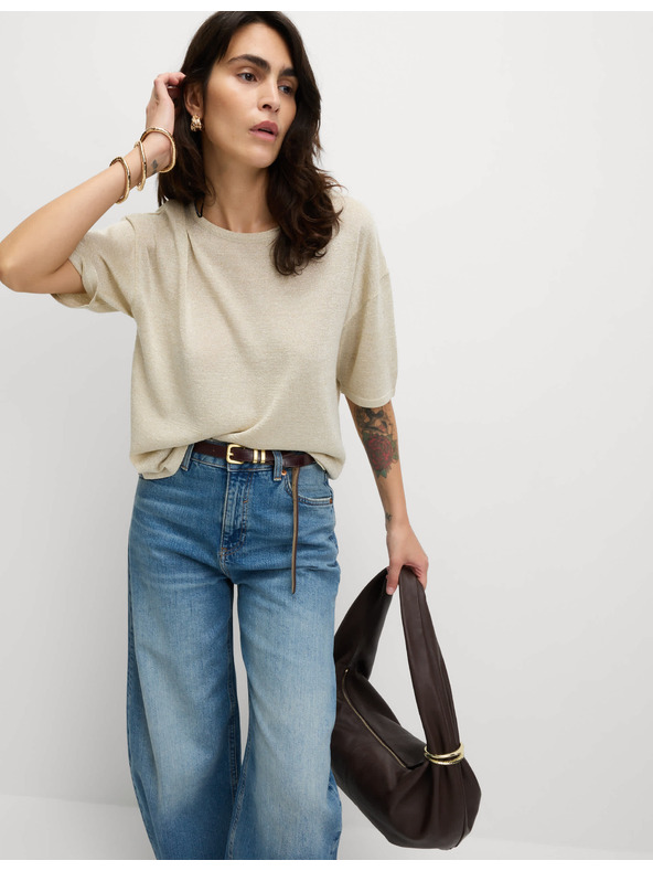 Marks & Spencer Marks & Spencer törtfehér fémes kötött felső nyakba simuló kivágással