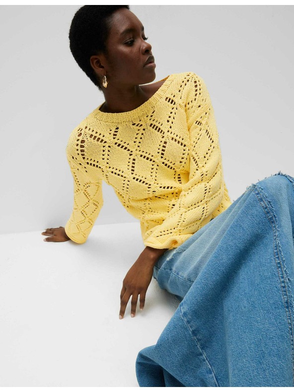 Marks & Spencer Marks & Spencer sárga mintás pulóver pamut keverékkel