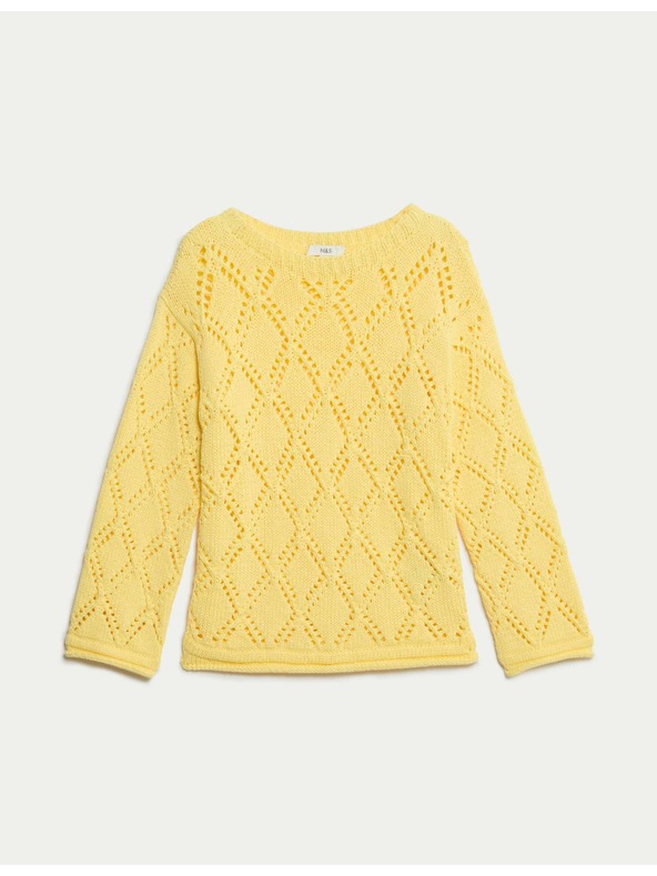 Marks & Spencer Marks & Spencer sárga mintás pulóver pamut keverékkel