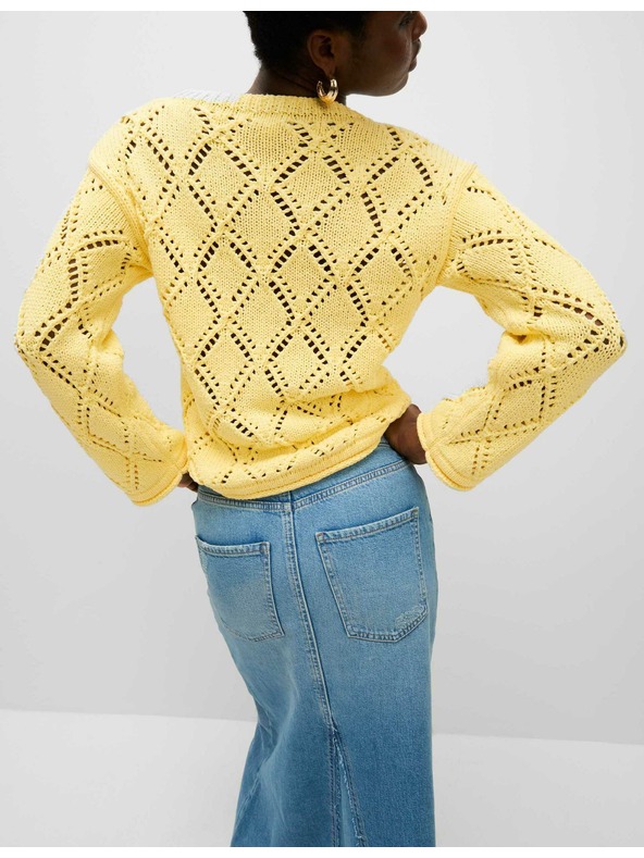 Marks & Spencer Marks & Spencer sárga mintás pulóver pamut keverékkel