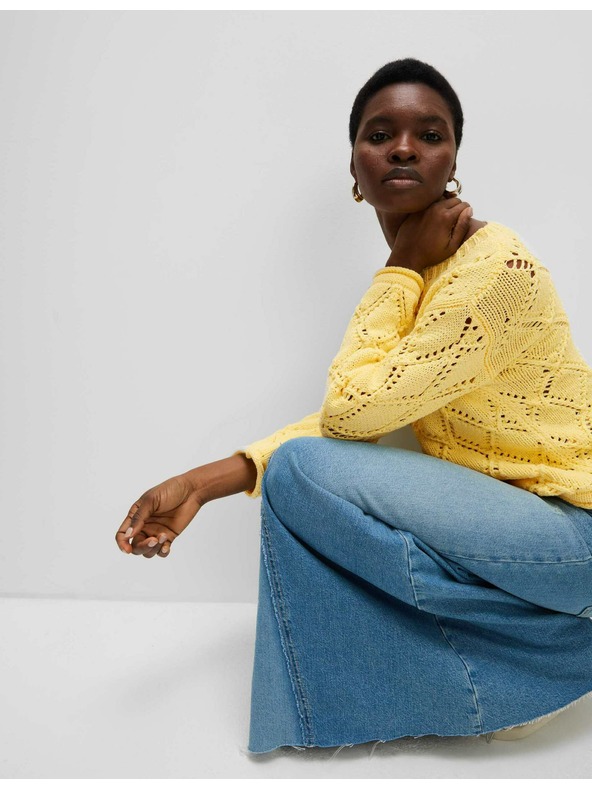 Marks & Spencer Marks & Spencer sárga mintás pulóver pamut keverékkel