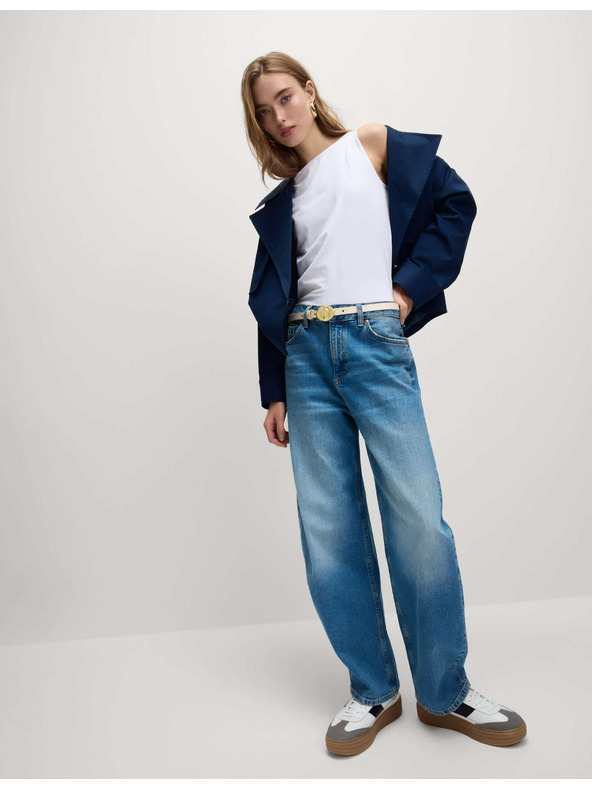 Marks & Spencer Marks & Spencer fehér csónak nyakú ujjatlan felső magas pamuttartalommal