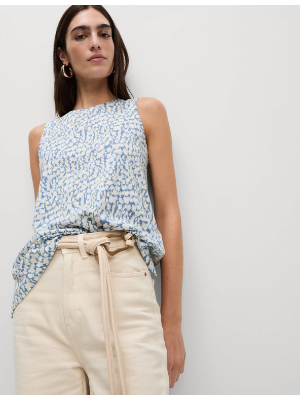 Marks & Spencer Marks & Spencer kék szabadidős ujjatlan felső magas pamuttartalommal és nyomott mintával