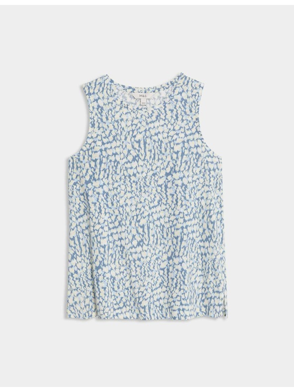 Marks & Spencer Marks & Spencer kék szabadidős ujjatlan felső magas pamuttartalommal és nyomott mintával