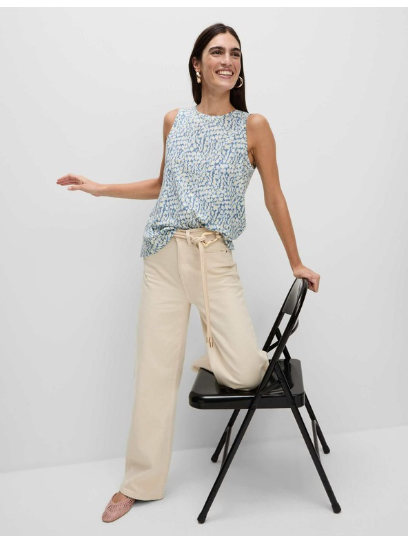 Marks & Spencer Marks & Spencer kék szabadidős ujjatlan felső magas pamuttartalommal és nyomott mintával