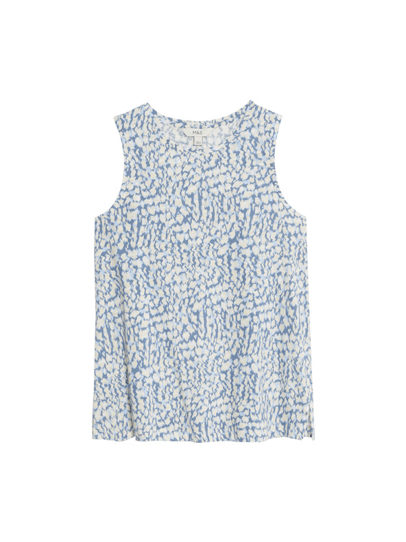 Marks & Spencer Marks & Spencer kék szabadidős ujjatlan felső magas pamuttartalommal és nyomott mintával