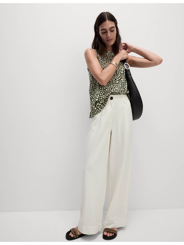 Marks & Spencer Marks & Spencer fekete szabadidős ujjatlan felső magas pamuttartalommal és nyomott mintával