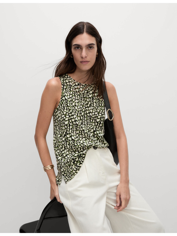 Marks & Spencer Marks & Spencer fekete szabadidős ujjatlan felső magas pamuttartalommal és nyomott mintával