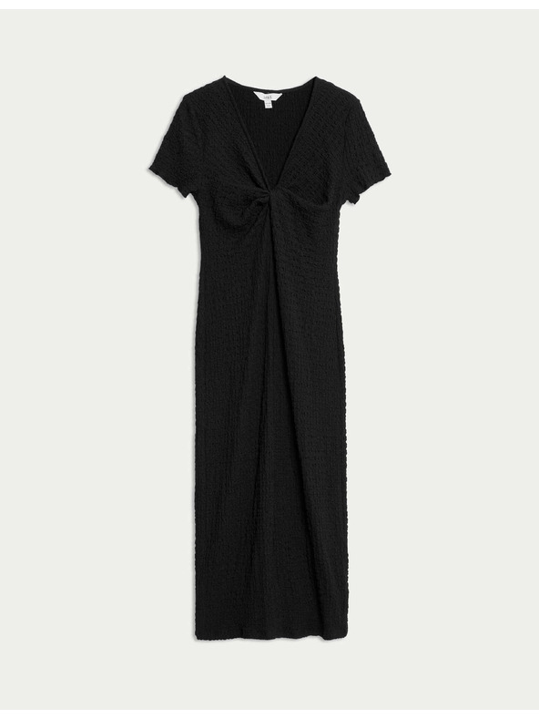 Marks & Spencer Jerseys texturált midi ceruzaruha V-nyakkivágással Marks & Spencer