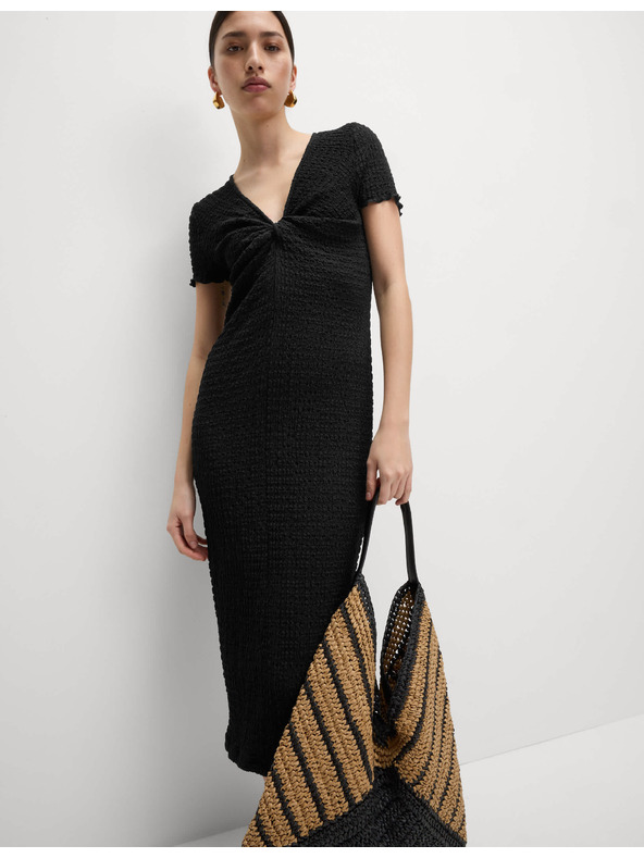 Marks & Spencer Jerseys texturált midi ceruzaruha V-nyakkivágással Marks & Spencer