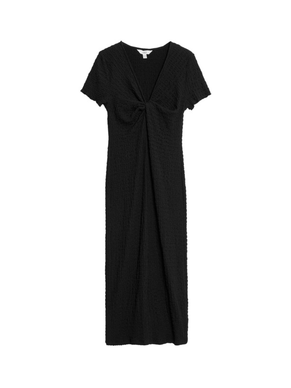 Marks & Spencer Jerseys texturált midi ceruzaruha V-nyakkivágással Marks & Spencer