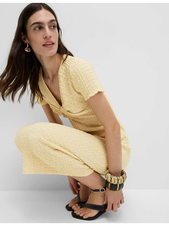 Marks & Spencer Jerseys texturált midi ceruzaruha V-nyakkivágással Marks & Spencer