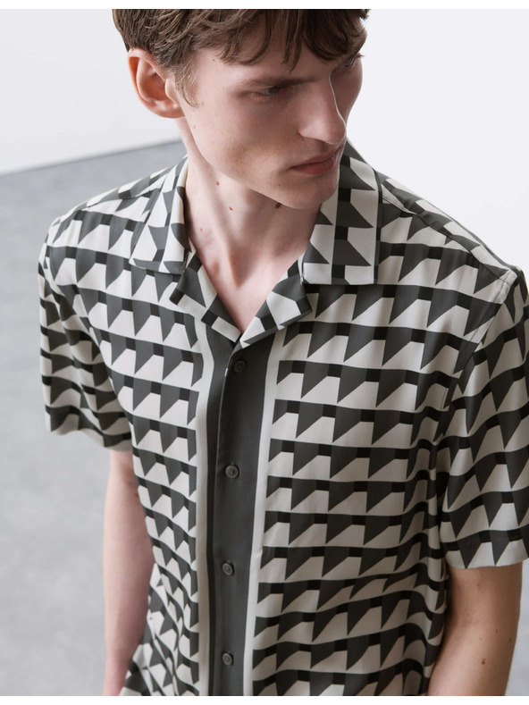 Marks & Spencer Geometriai mintás ing, normál szabás Marks & Spencer szürke