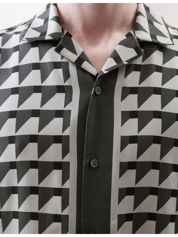 Marks & Spencer Geometriai mintás ing, normál szabás Marks & Spencer szürke