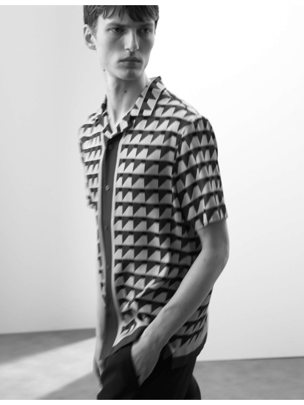 Marks & Spencer Geometriai mintás ing, normál szabás Marks & Spencer szürke