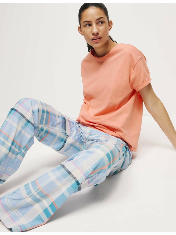 Marks & Spencer Marks & Spencer narancssárga, kockás pizsama szett 100% pamutból