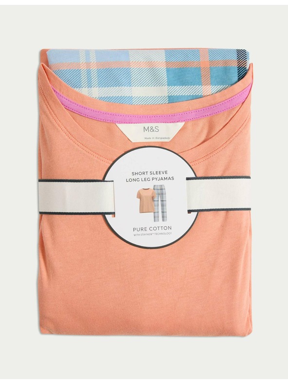 Marks & Spencer Marks & Spencer narancssárga, kockás pizsama szett 100% pamutból