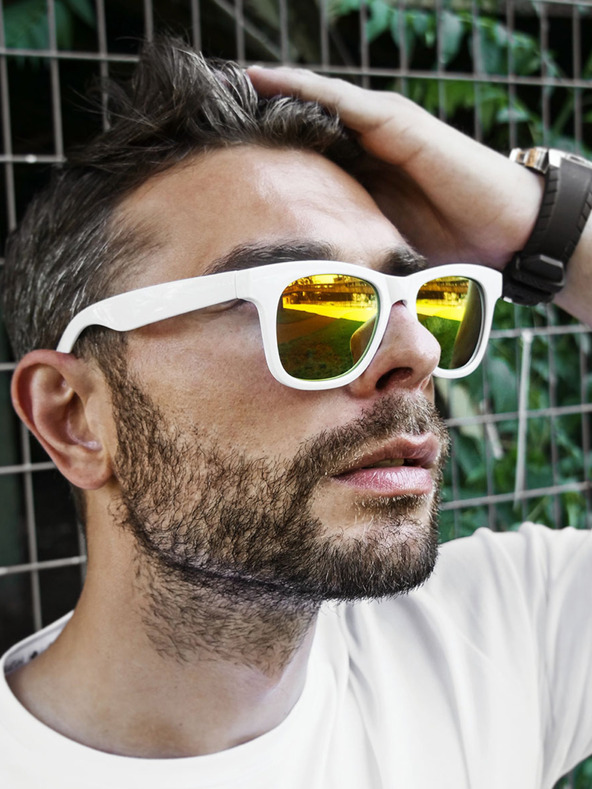 VEYREY VeyRey Napszemüveg Nerd Napszemüveg Tükrözött Arany Piros Szemüveg Szemüvegek