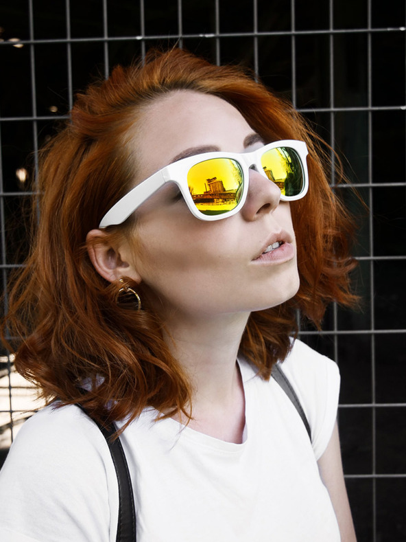 VEYREY VeyRey Napszemüveg Nerd Napszemüveg Tükrözött Arany Piros Szemüveg Szemüvegek