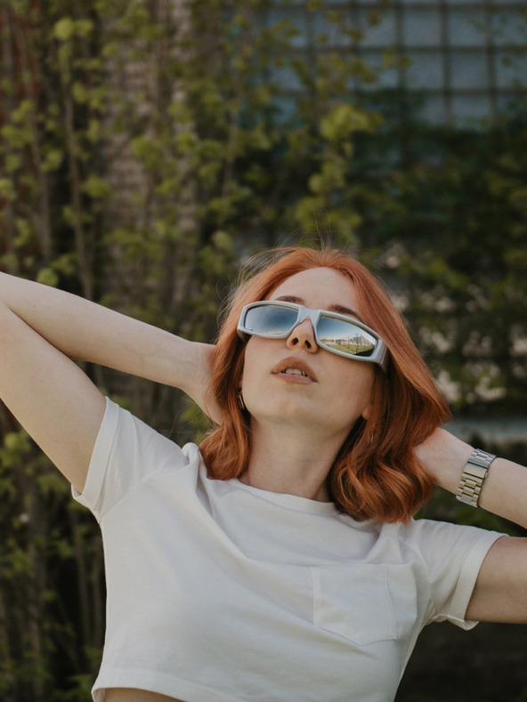 VEYREY Fehér uniszex sport napszemüveg VeyRey Steampunk Istephiel