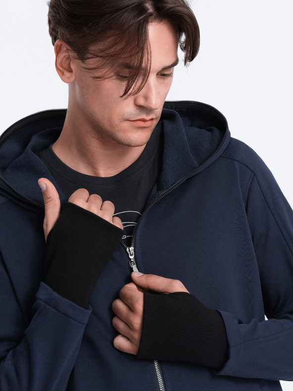 Ombre Clothing Sötétkék férfi kapucnis pulóver Ombre Clothing