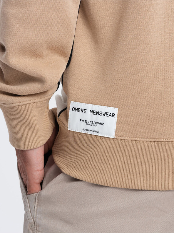 Ombre Clothing Fehér és bézs férfi pulóver Ombre Clothing