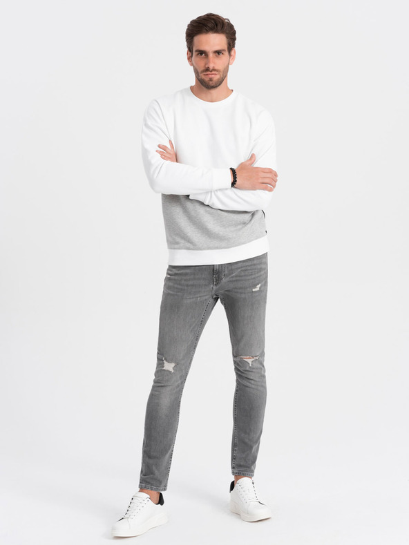 Ombre Clothing Szürke és fehér férfi melegítőfelső Ombre Clothing