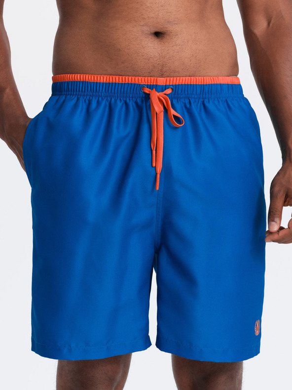 Ombre Clothing Kék férfi bordázott fürdőruha Ombre Ruházat