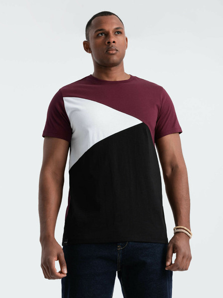 Ombre Clothing Férfi bordó pamut póló Ombre Ruházat