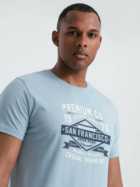Ombre Clothing Világoskék férfi San Francisco nyomtatott póló póló Ombre Clothing Ombre Ruházat