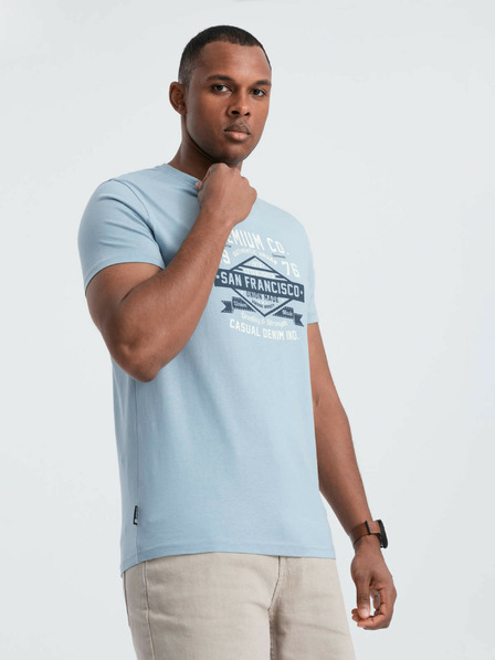 Ombre Clothing Világoskék férfi San Francisco nyomtatott póló póló Ombre Clothing Ombre Ruházat