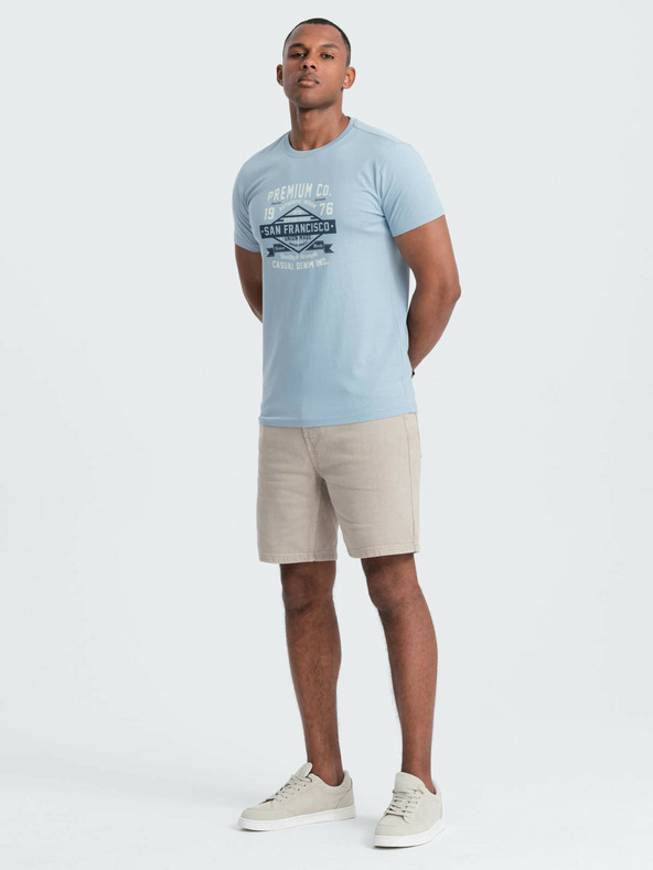 Ombre Clothing Világoskék férfi San Francisco nyomtatott póló póló Ombre Clothing Ombre Ruházat