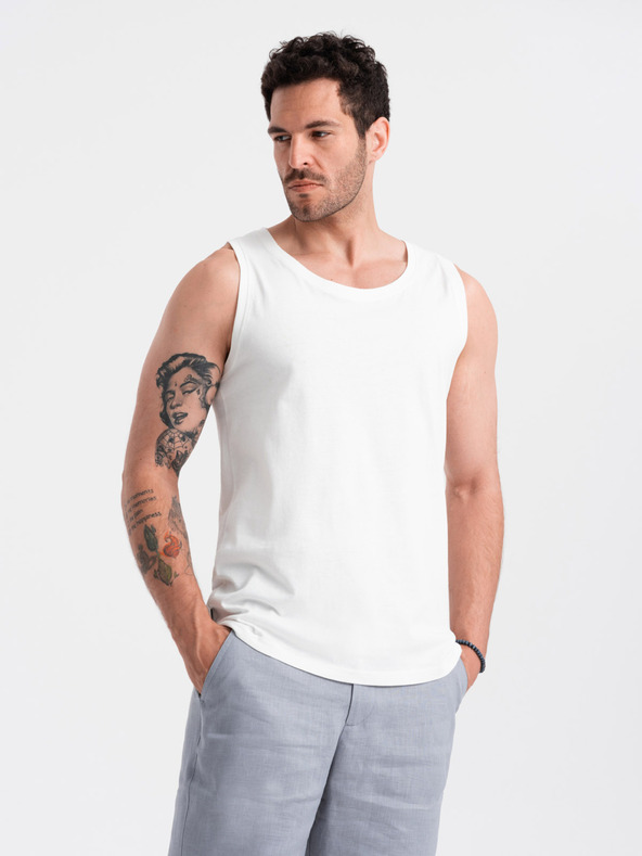Ombre Clothing Fehér férfi pamut alap tank top Ombre ruházat