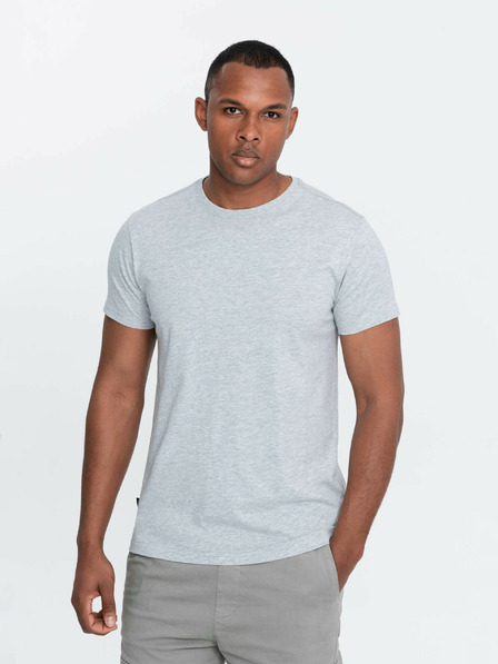 Ombre Clothing Világosszürke férfi alap póló Ombre Ruházat