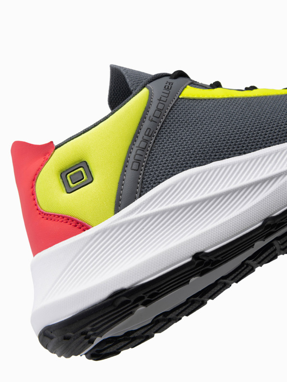 Ombre Clothing Sötétszürke férfi tornacipő neonszínű talppal Ombre Clothing