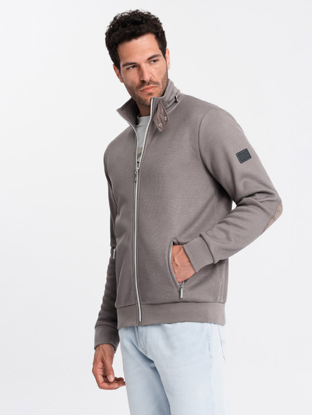 Ombre Clothing Szürke férfi magas galléros kabát gyapjú belsővel Ombre Clothing