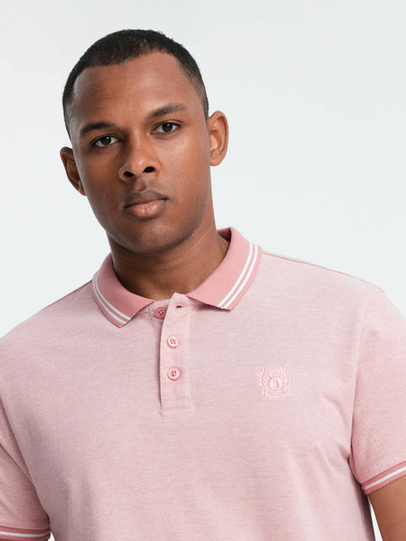 Ombre Clothing Melange férfi póló póló csíkos gallérral Ombre Ruházat