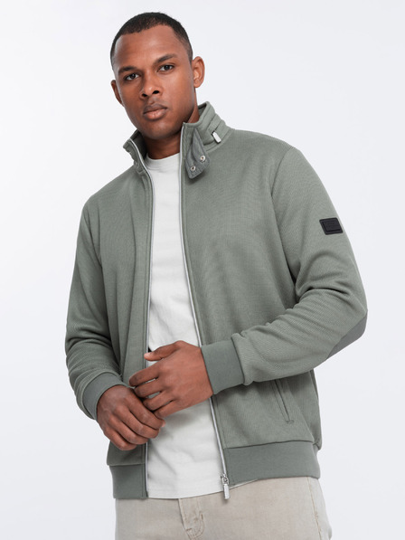 Ombre Clothing Khaki férfi magas galléros kabát gyapjú belsővel Ombre Clothing